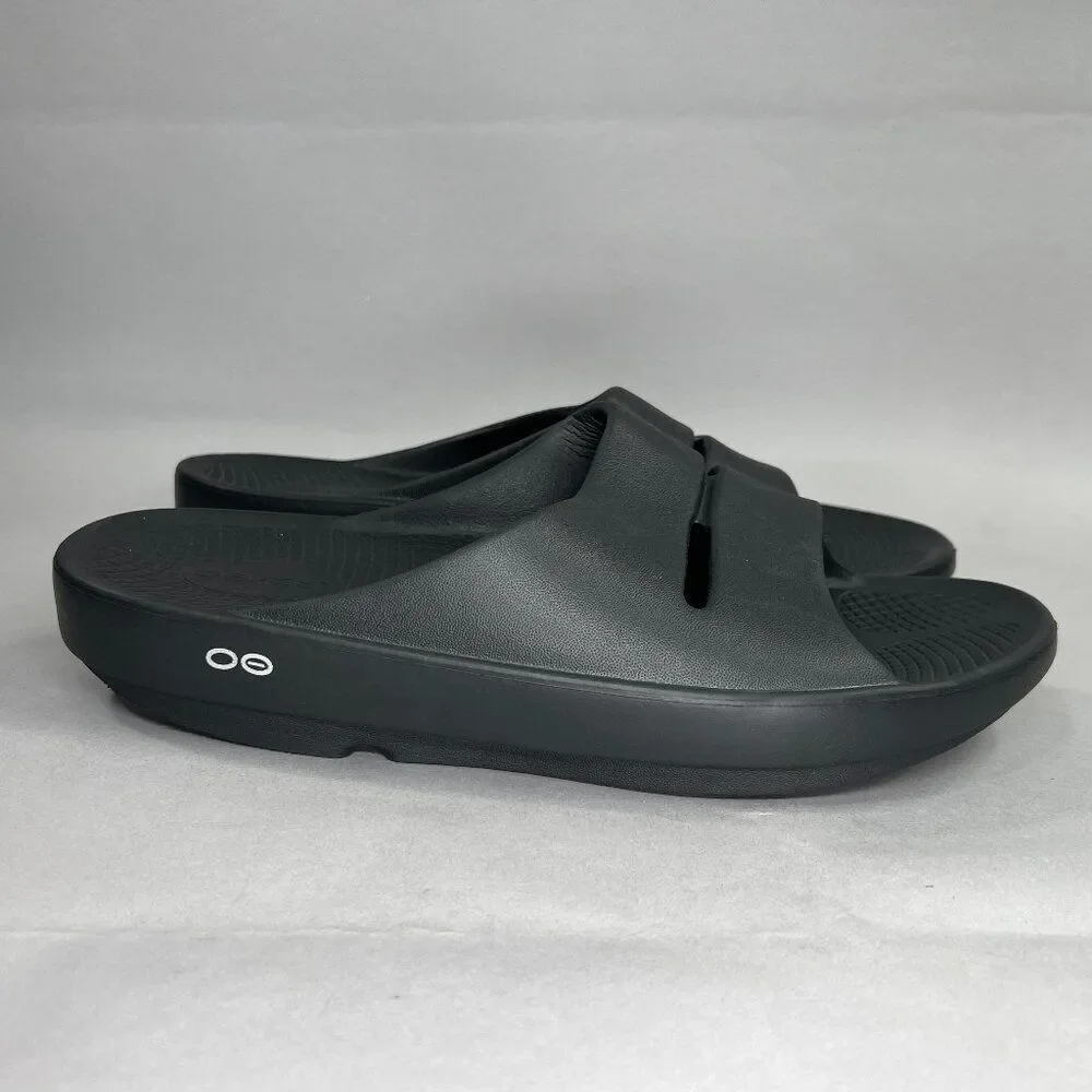 Oofos OOahh‎ Sandals Men's Size 10 Black Running Recovery Active Beach Slides